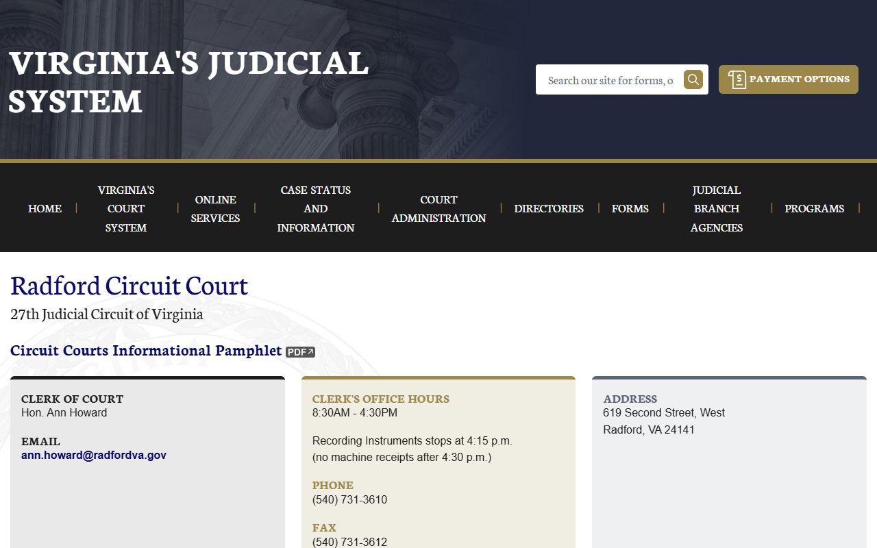 Radford People Search Virginia Courts Page