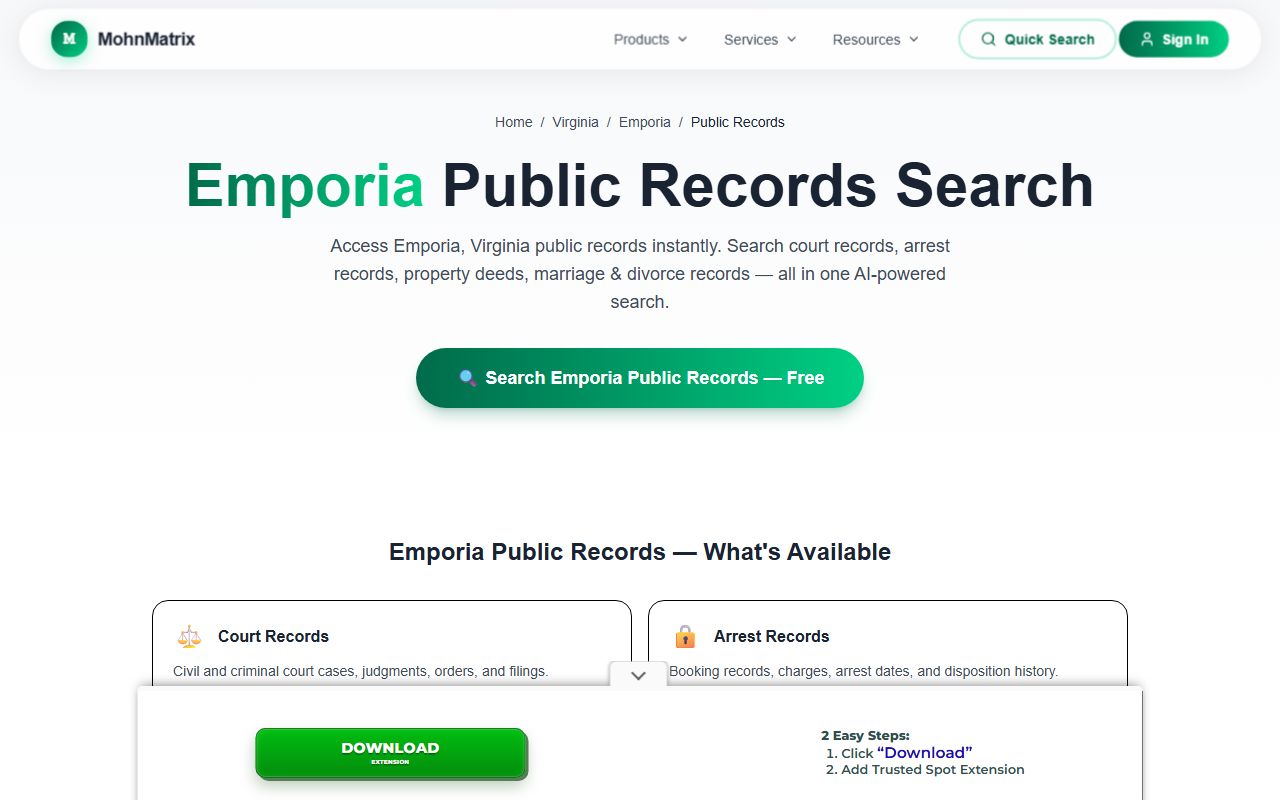 Emporia People Search records search page