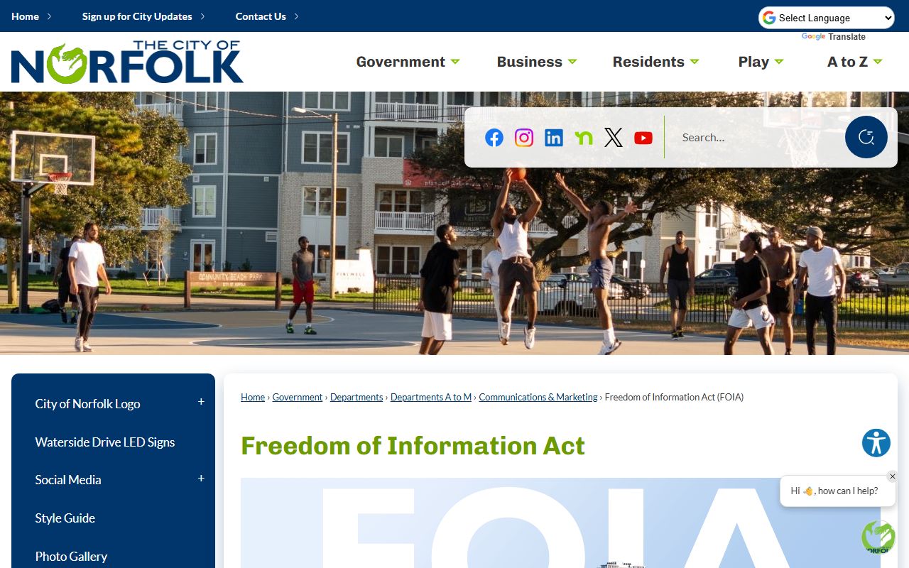 Norfolk People Search city FOIA information page