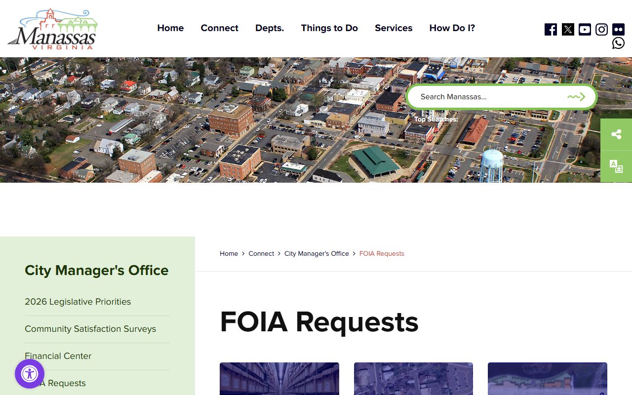 Manassas People Search city FOIA request page