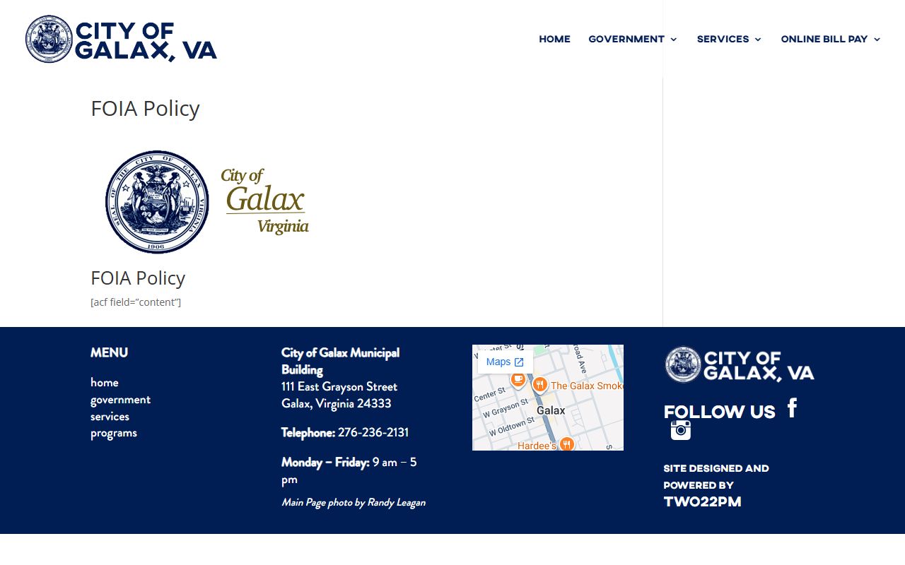 Galax People Search FOIA policy page
