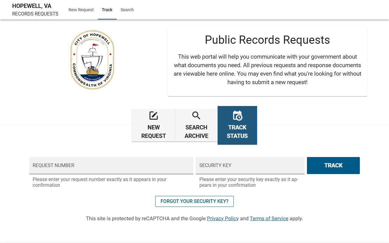 Hopewell People Search FOIA portal