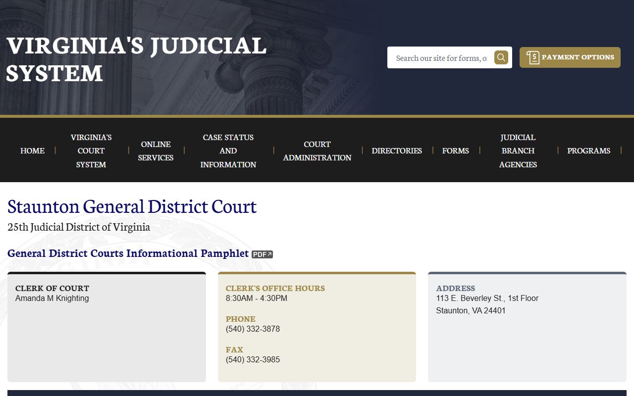 Staunton People Search general district court page