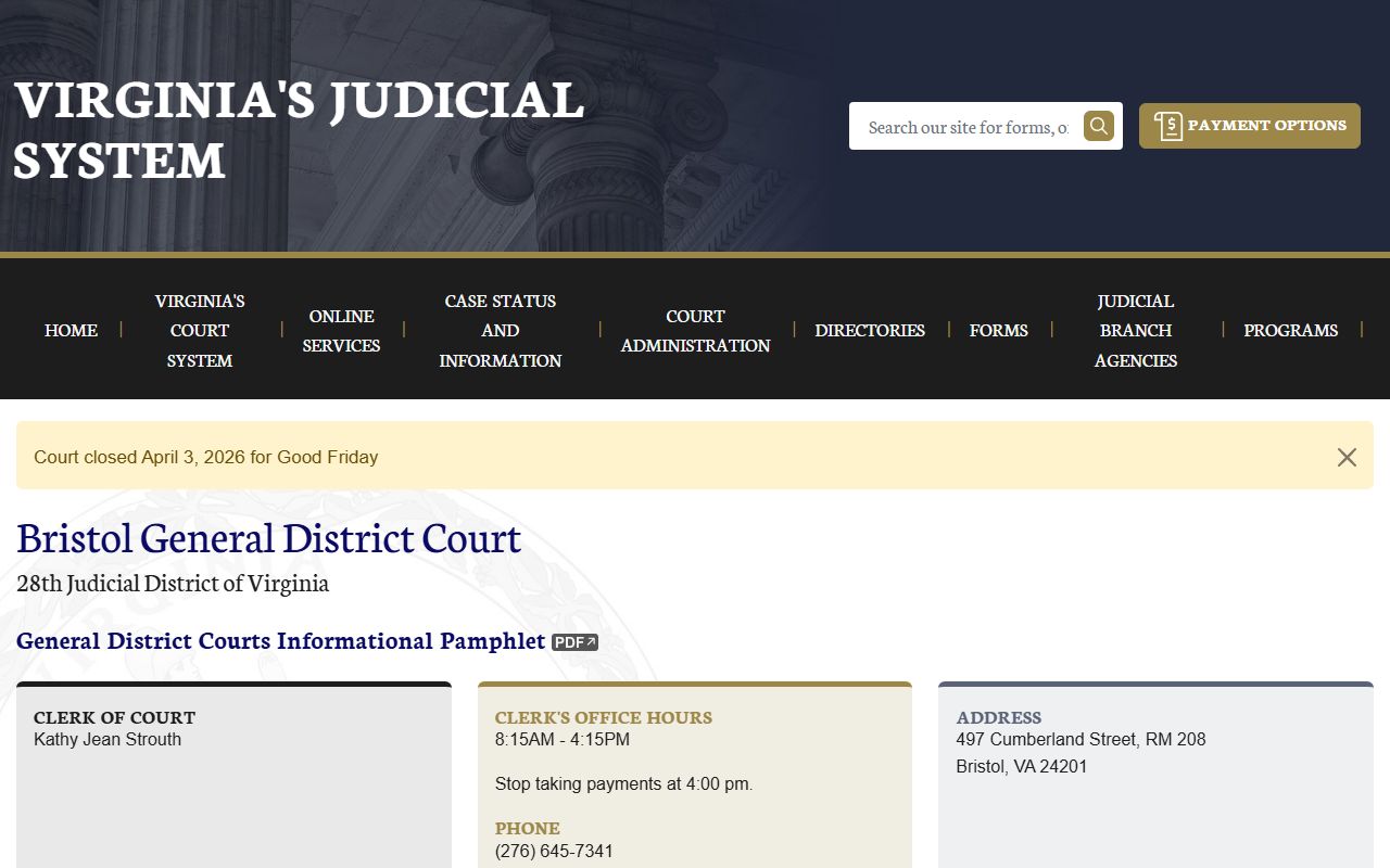 Bristol People Search General District Court page