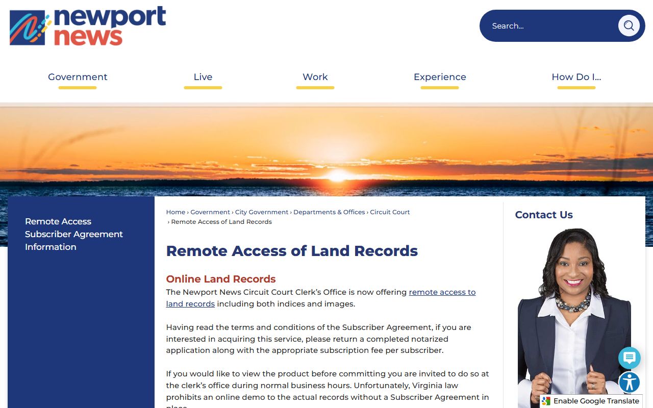 Newport News People Search remote land records access page
