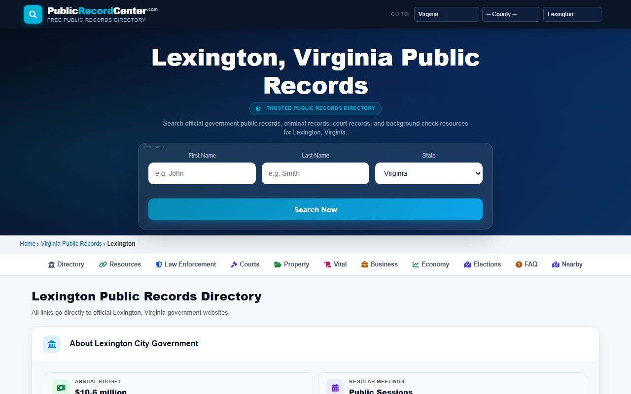 Lexington People Search public records directory