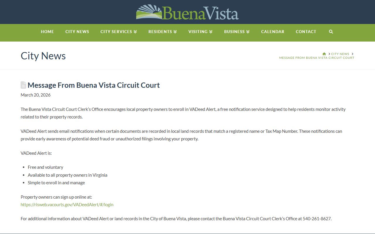Buena Vista People Search VADeed alert message