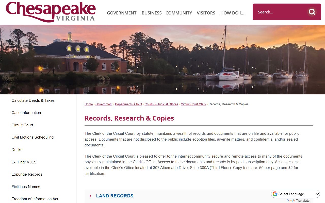 Chesapeake People Search records research page