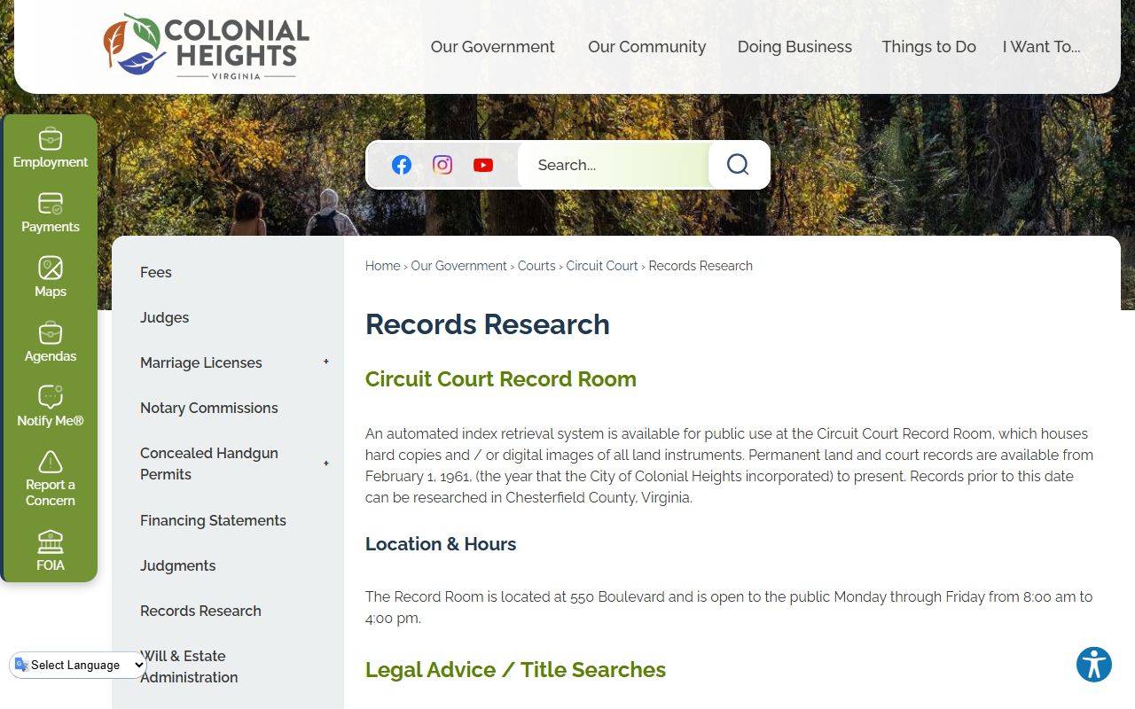 Colonial Heights People Search records research page