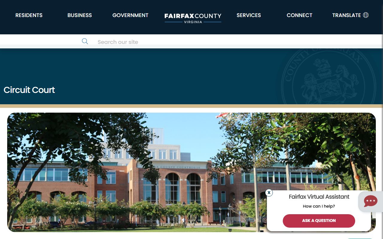 Fairfax People Search Circuit Court page