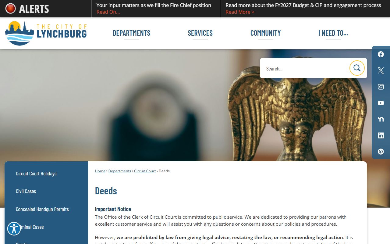 Lynchburg People Search deeds and land records page