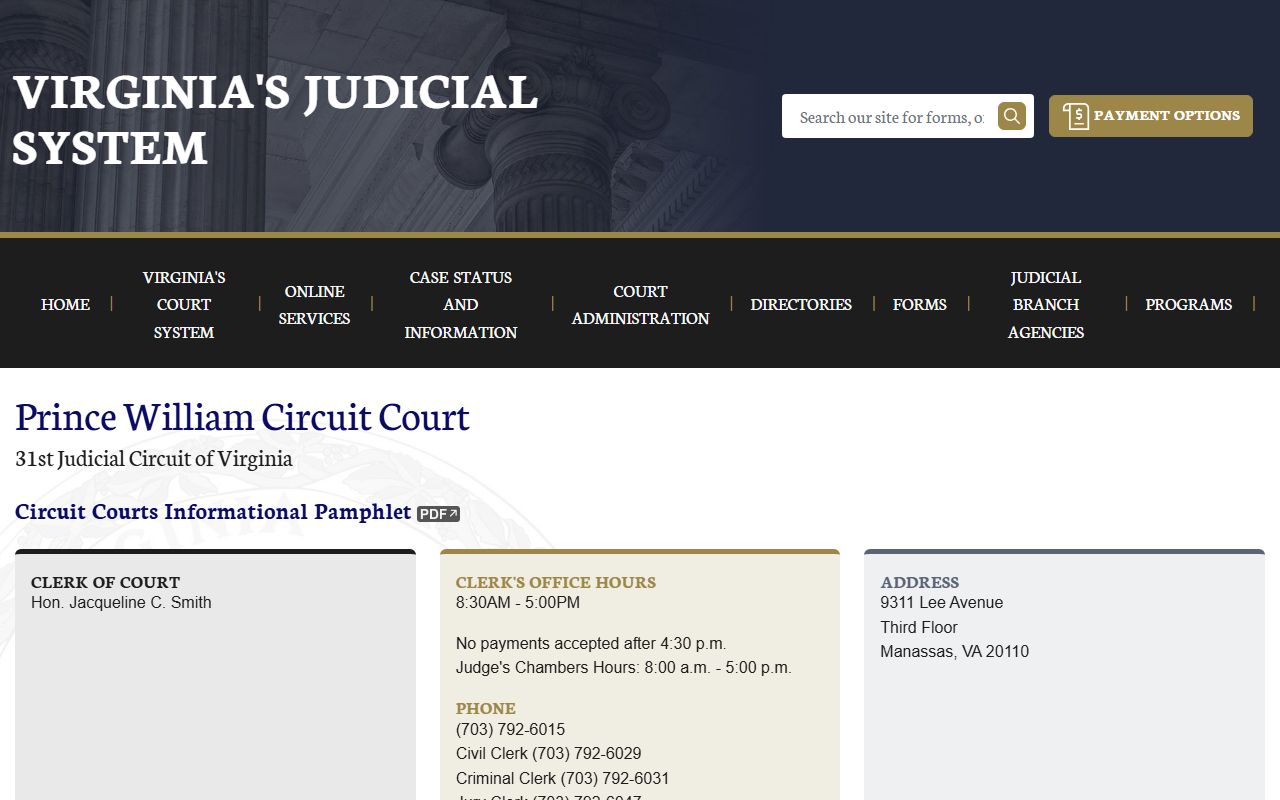 Manassas People Search Prince William Circuit Court main page