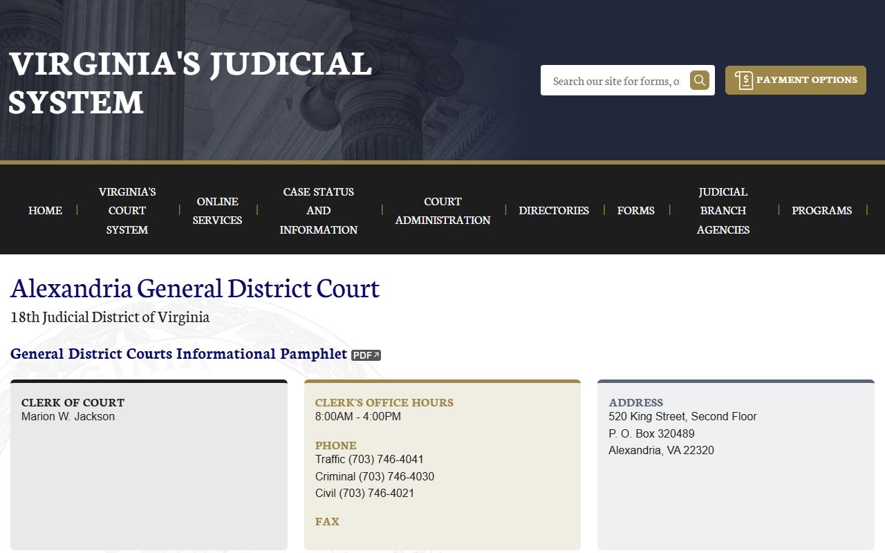 Alexandria People Search General District Court page