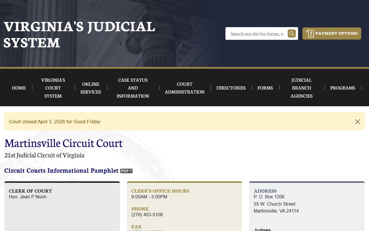 Martinsville People Search Circuit Court state page