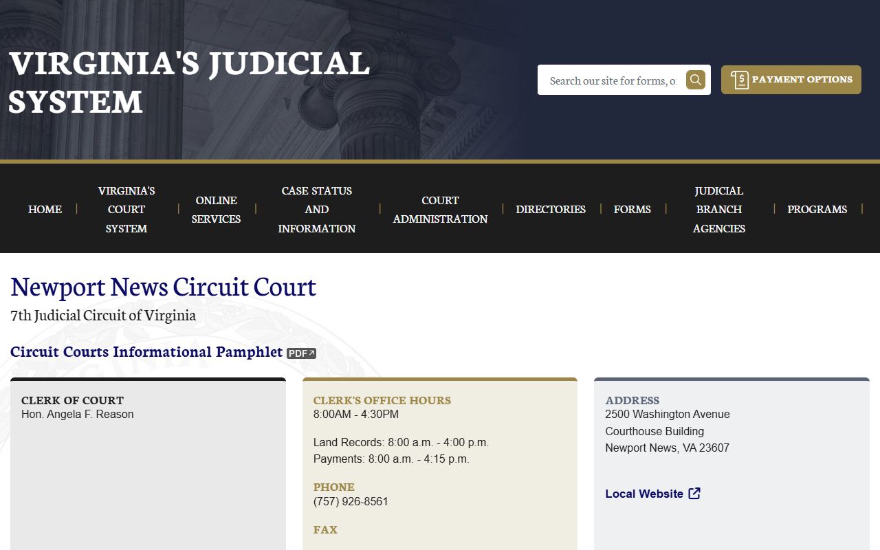 Newport News People Search Circuit Court state Judiciary page