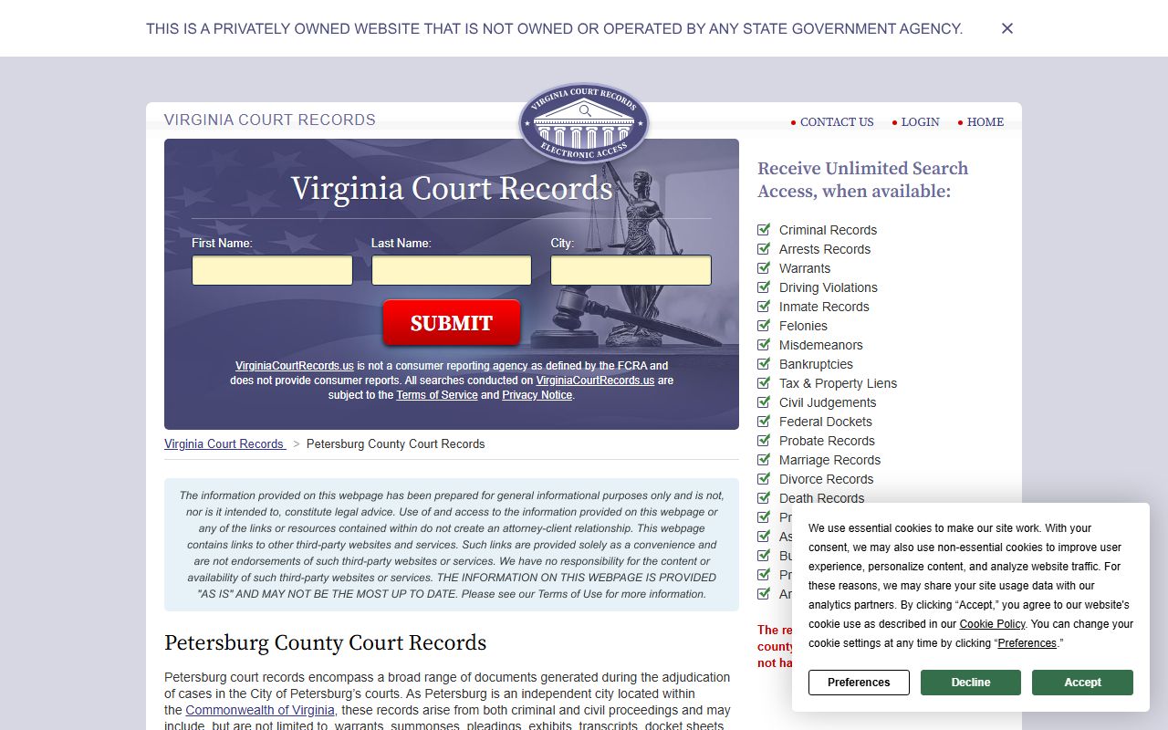 Petersburg People Search Court Records Directory