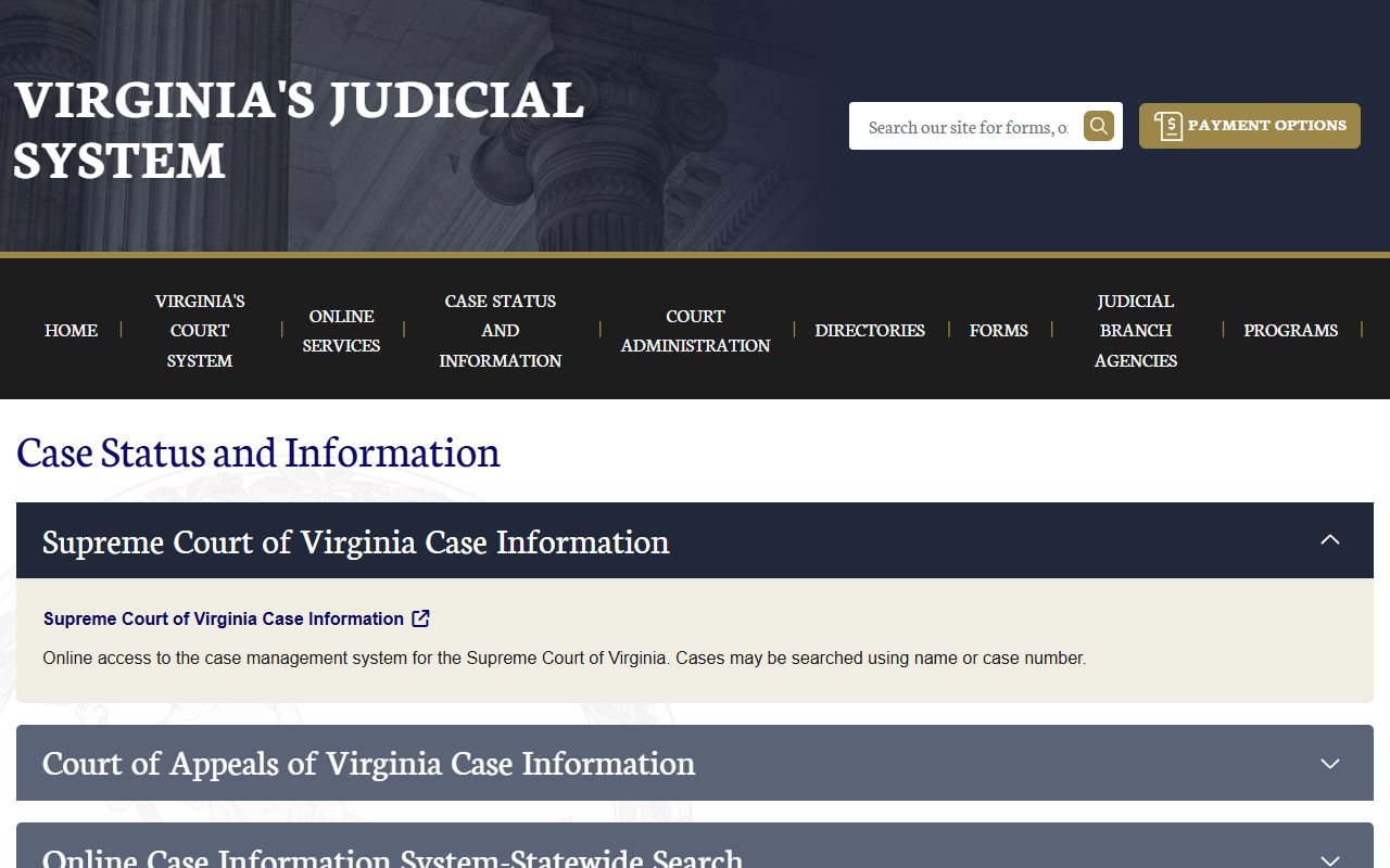 Virginia people search case information system