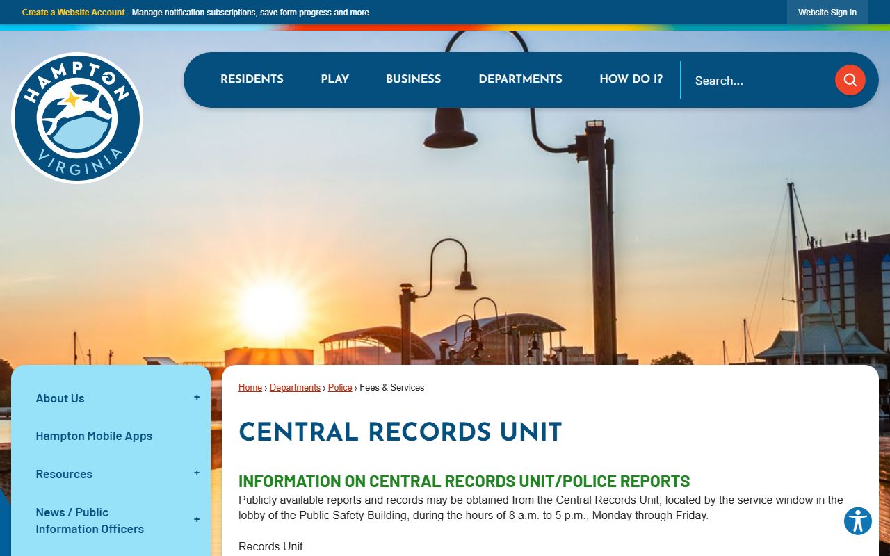 Hampton People Search Police Central Records Unit