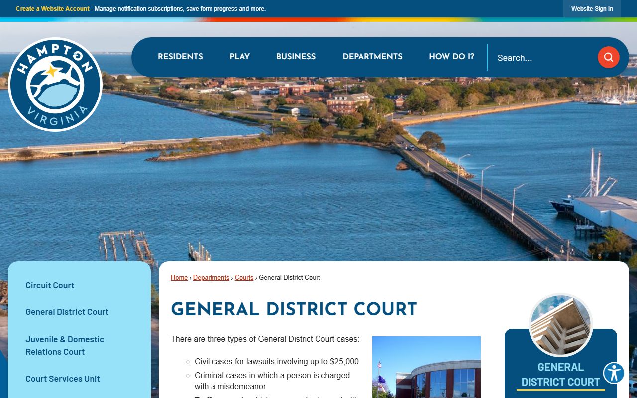 Hampton People Search General District Court page