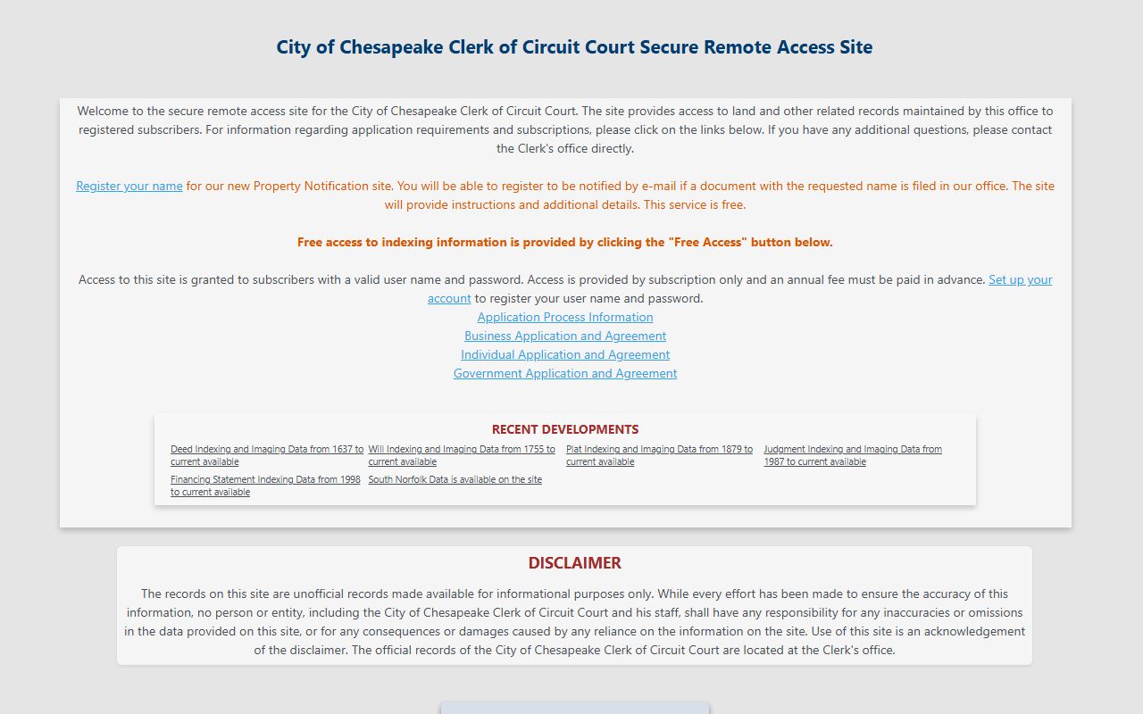 Chesapeake People Search land records remote access