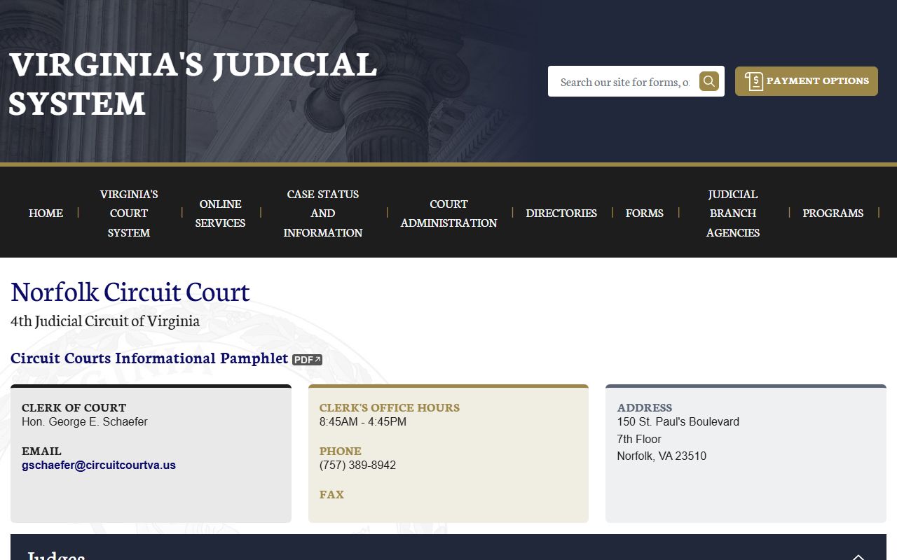 Norfolk People Search state Judiciary Circuit Court page