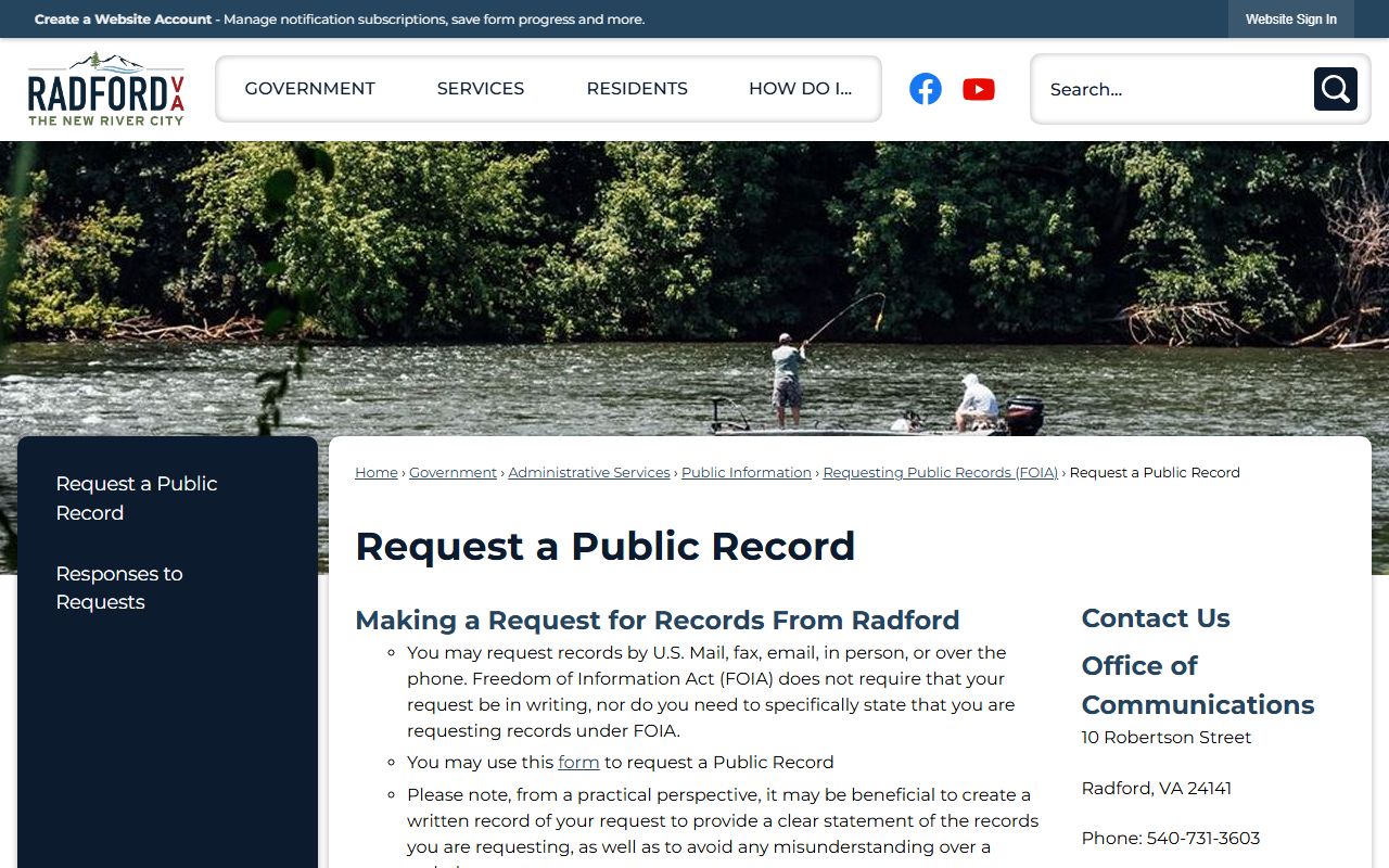 Radford People Search Public Record Request Portal