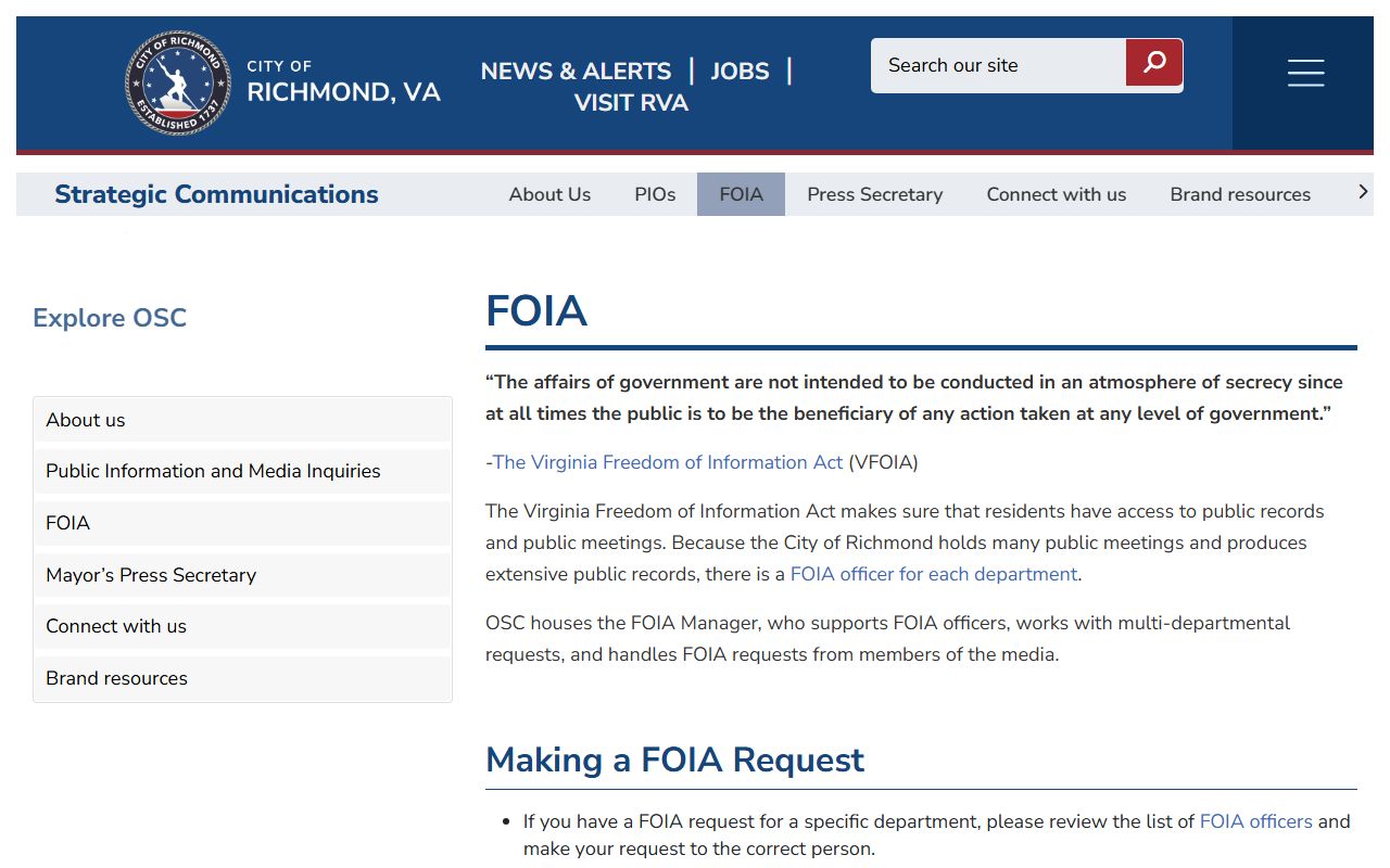 Richmond People Search Strategic Communications FOIA