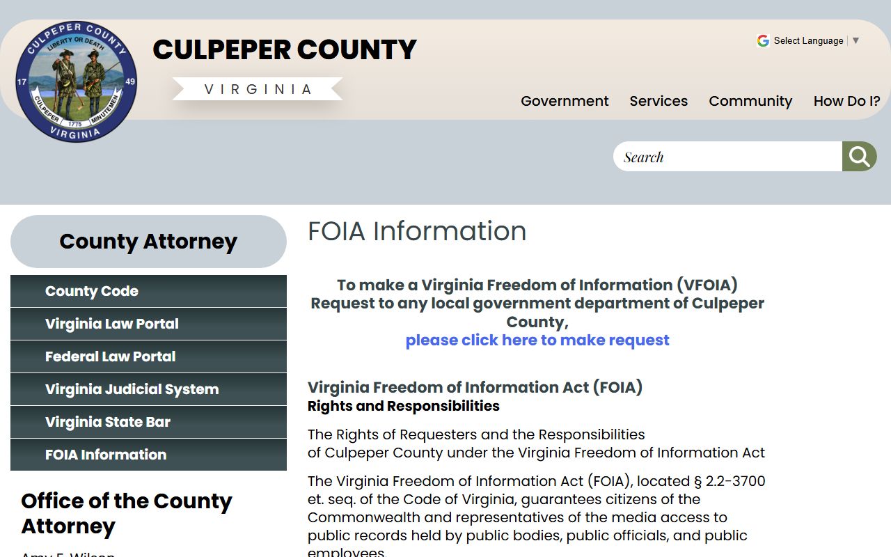Culpeper People Search - County FOIA