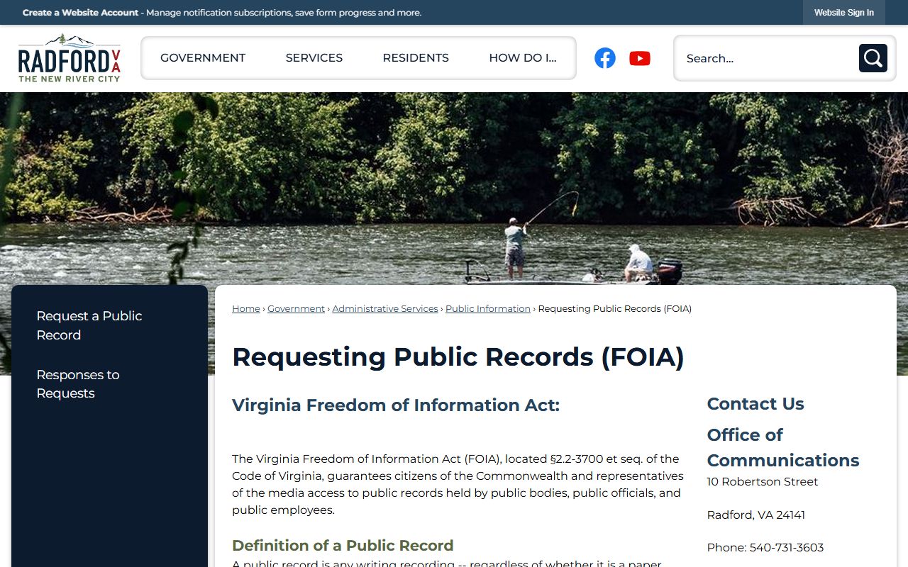 Radford People Search FOIA Information Page