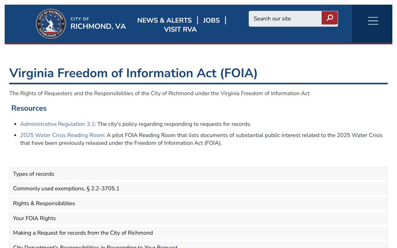 Richmond People Search City FOIA Portal