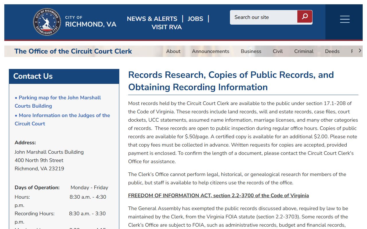 Richmond court records for Virginia people search