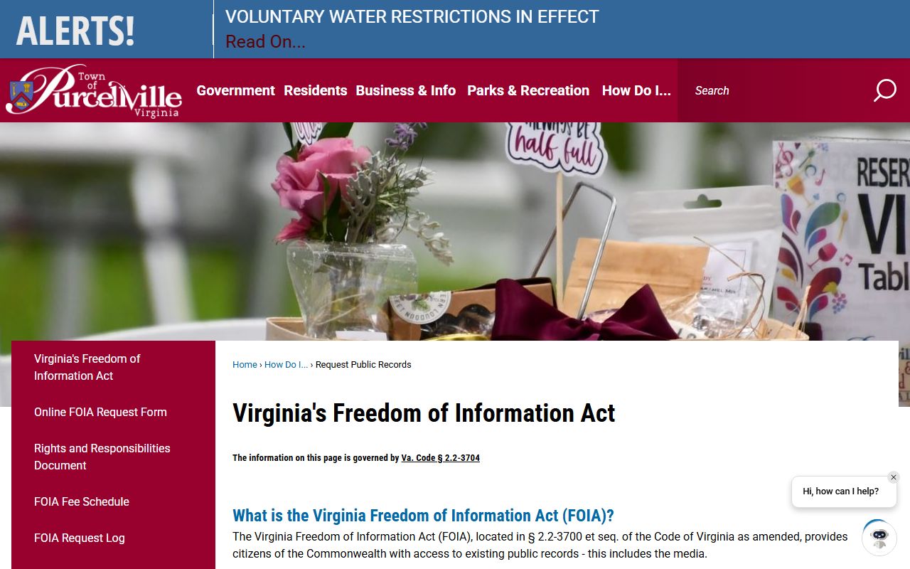 Purcellville People Search - Purcellville FOIA page