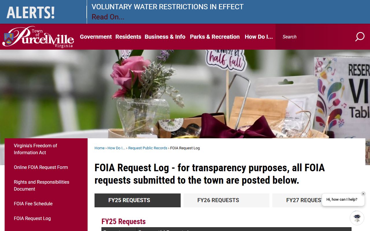 Purcellville People Search - Purcellville FOIA Request Log