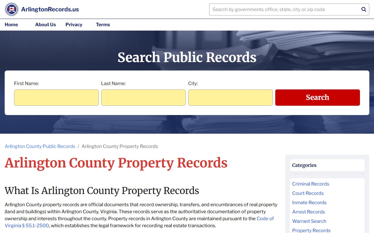 Arlington County People Search Property Records