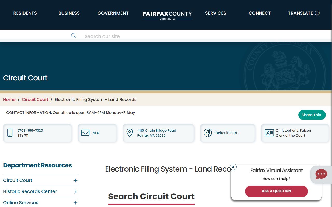 Fairfax County People Search Circuit Court EFS