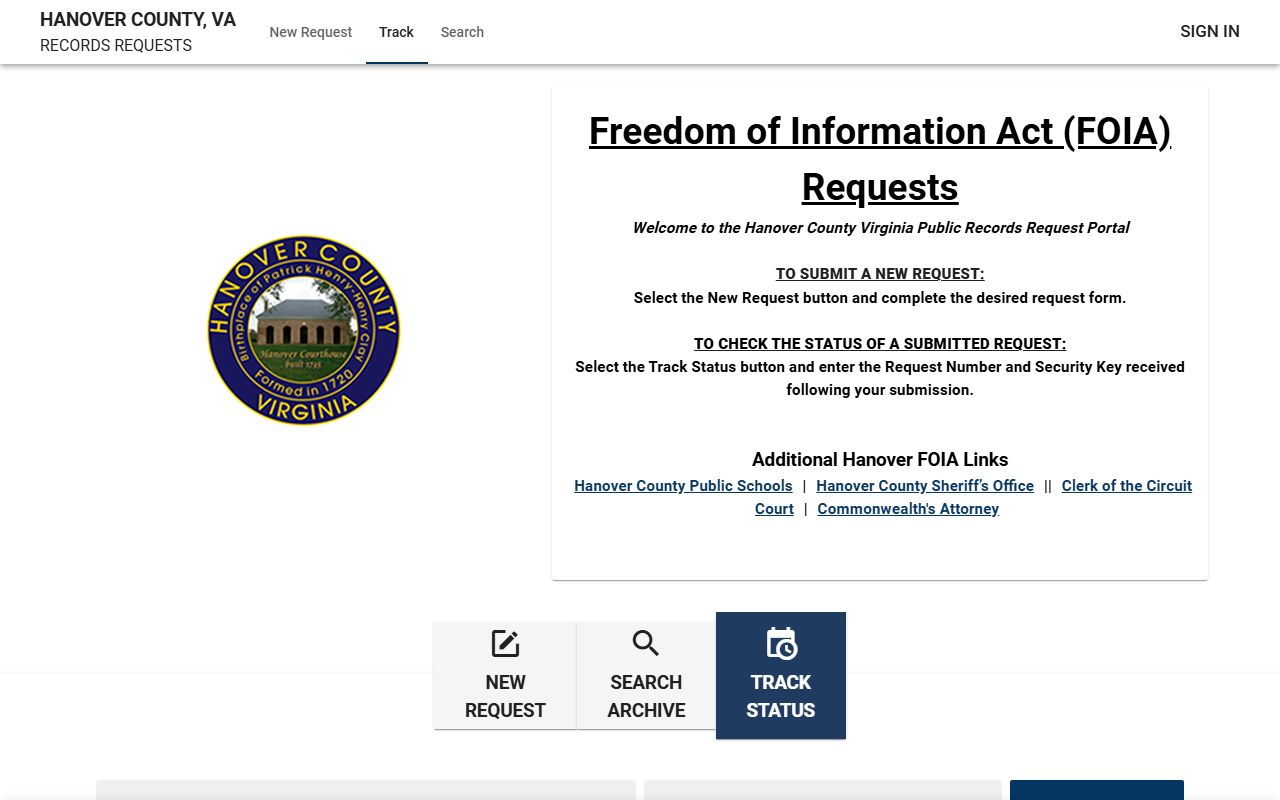 Hanover County People Search Online FOIA Portal