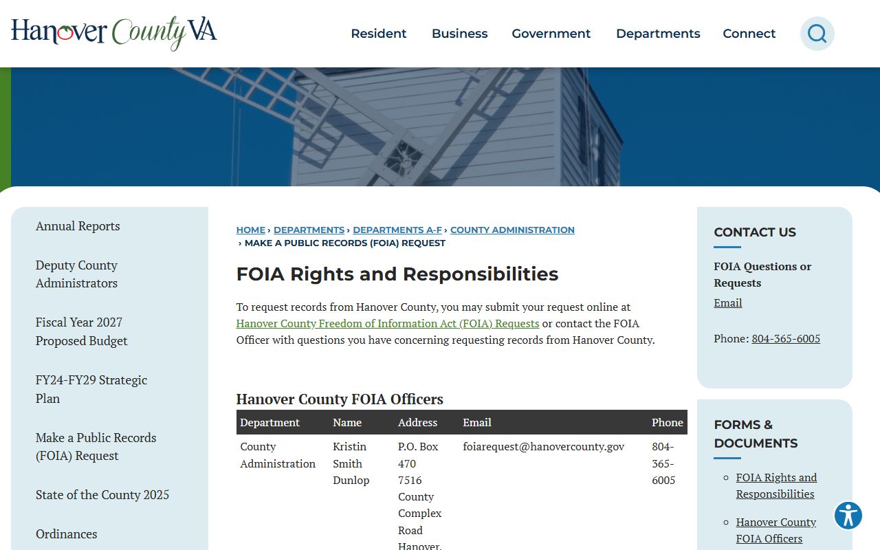 Hanover County People Search FOIA Request