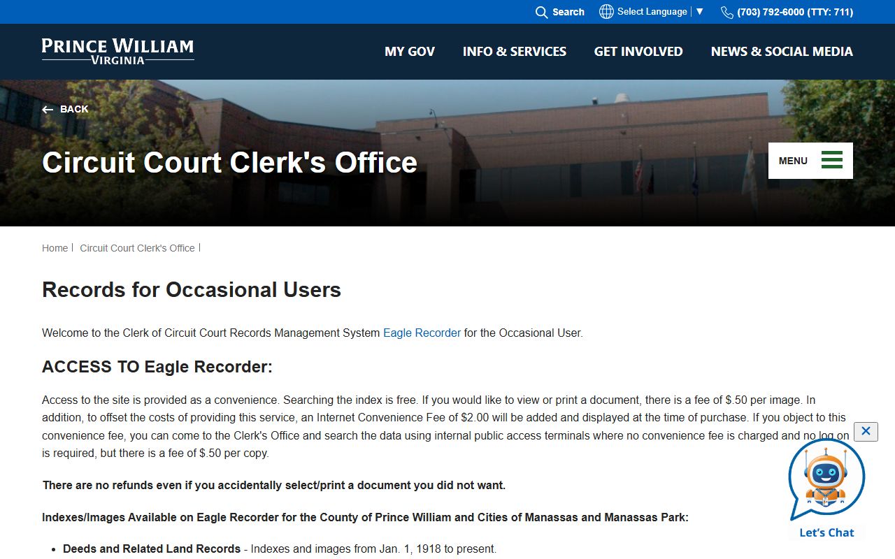 Prince William County People Search Occasional User Access