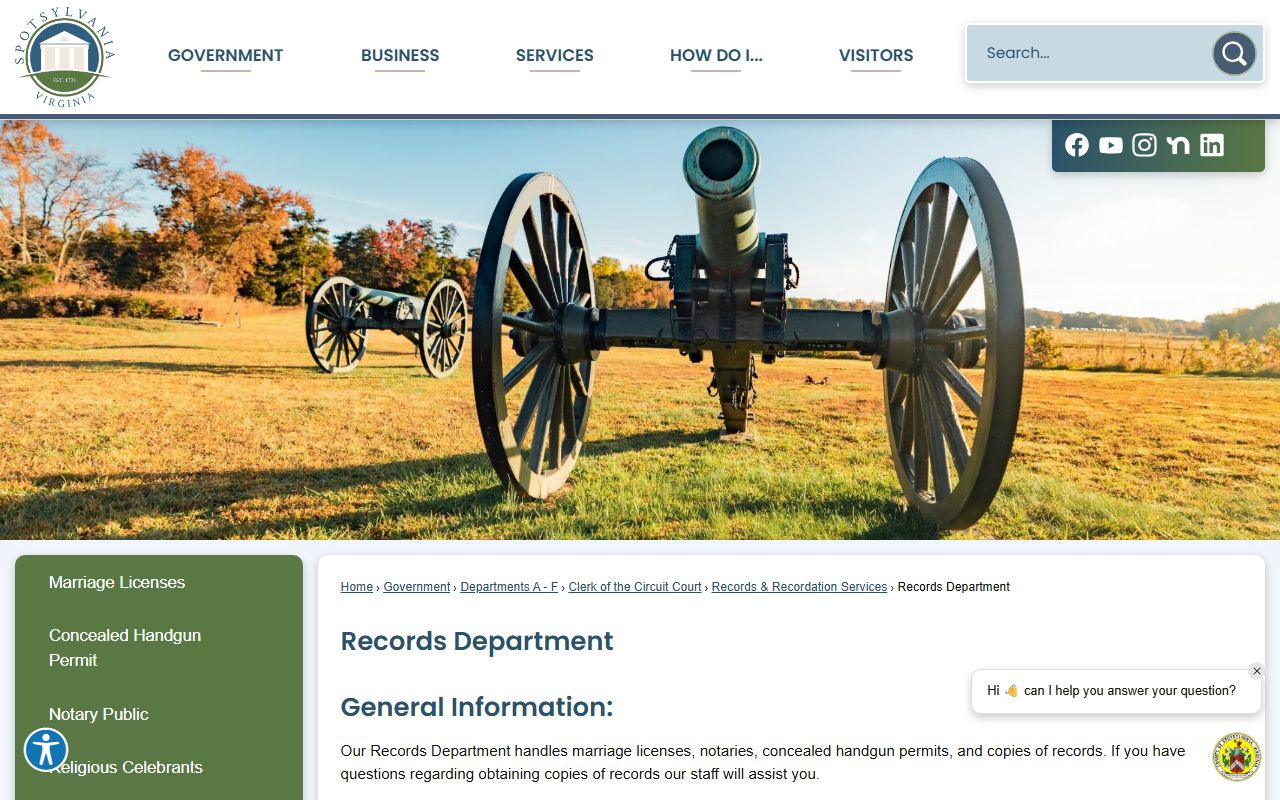Spotsylvania County People Search Records Department