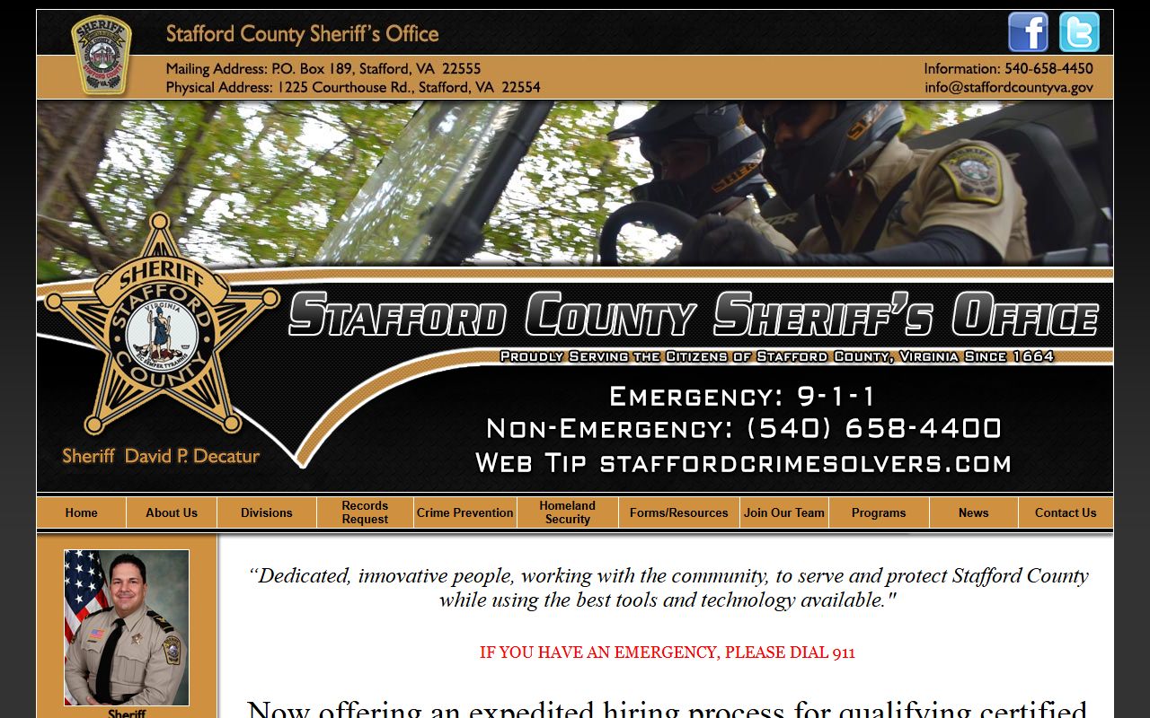 Stafford County People Search Sheriff's Office Main