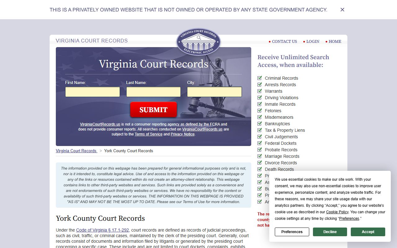York County People Search Court Records